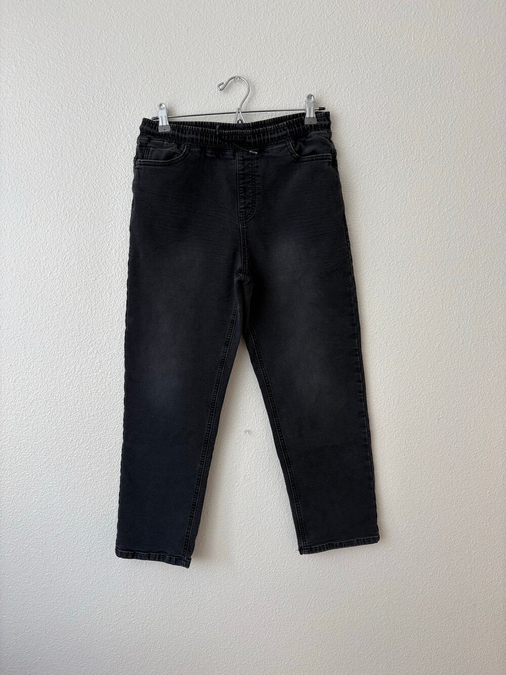 NEXT Boys Jeans Age 13 158cm Black Gray Stretch Denim Pull On Drawstring Pants